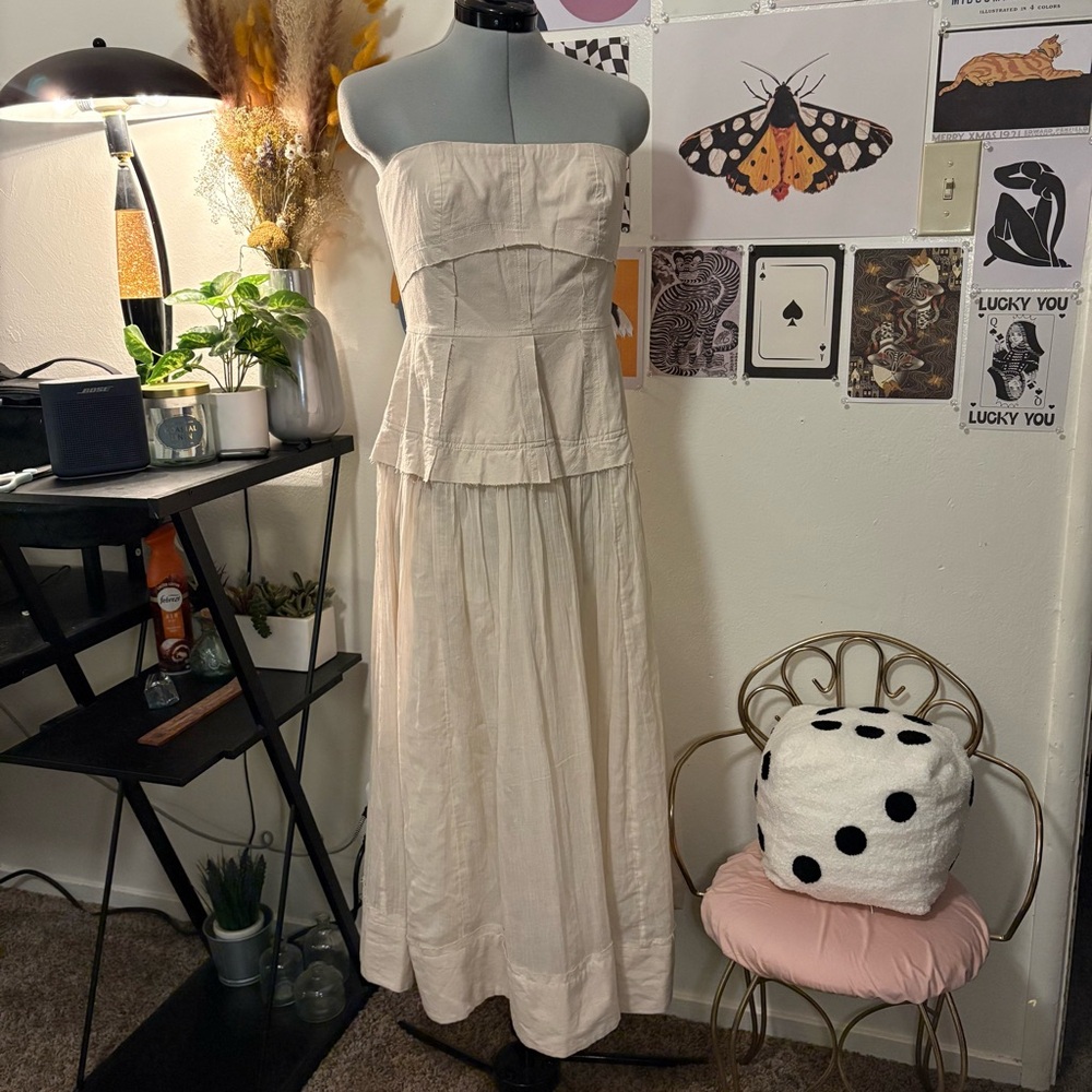Free People Strapless Cream Maxi Dress